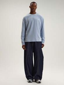 Musero 春夏衣橱超大款长袖圆领印花T恤 - 霧霾藍 - 查看 5