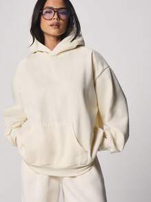 MISSGUIDED Women Oversized Hoodie With Paris Martini Glass Back Print French Inspired Casual Pullover Long Sleeve - Apricot - View 2