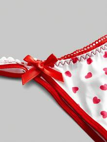 ROMWE Kawaii Valentine's Day Cute Sweet Palace Doll Underwire Bra & Thong Lingerie Set - White - View 4