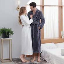 SHEIN Basic living 超柔软珊瑚绒浴袍 - 速干、不掉毛、透气 | 男女皆宜 | 时尚设计 | 秋冬情侣睡衣 - 彩色 - 查看 4