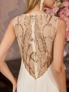 MOTF Soiréza 女士优雅长款网纱亮片刺绣美人鱼连衣裙，适合正式场合