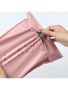 100PCS Pink THANK YOU Express Bags, Simple Multi-Purpose Packaging Bags With Slogans, Graphics And Text, Used For School, Office, And Gift Packaging - Pink - View 9