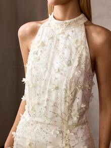 MOTF Soiréza VESTIDO DE CÓCTEL DE FIESTA CON APLIQUES Y BAJO DE COLA DE SIRENA PARA MUJER, PRIMAVERA/VERANO - Champán - Ver 2