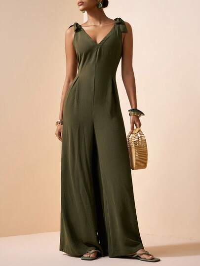 Zivah Women's Solid Color Pleated Fashionable Casual Jumpsuit For Travel And Vacation