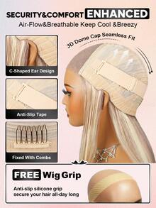 Highlight Blonde All Ready Wig Pre Bleached Pre Plucked Pre-Cut Lace Melting Lace 6x5 Glueless Straight Wear& Go Closure Bob Wig 100% Human Hair 9AM HAIR - S16/613 - View 10