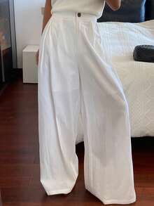 DAZY 女士宽松休闲白色阔腿裤