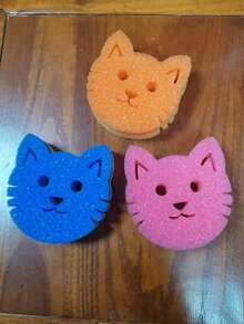 3pcs/Pack Cute Cartoon Cat Face Multi-Functional Dual-Layer Temperature Sensitive Dish Scrubbing Sponge - Strong Decontamination, For Kitchenware, Applicable For Modern Kitchen Sink - Multicolor - View 8