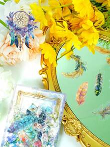 30PCS/Set Retro-Style, Luxurious Feather 3d Hot Foil Laser Sticker, Transparent And Waterproof Journal Material, Decorative Sticker - Multicolor - View 6