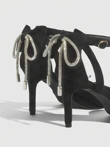 CUCCOO SZL 新款春秋季黑色尖头镂空蝴蝶水钻装饰细高跟女式礼服鞋 - 黑色 - 查看 5