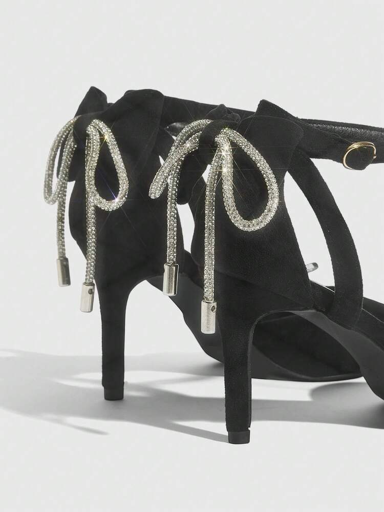 CUCCOO SZL New Spring/Autumn Black Pointed Toe Hollow Butterfly Rhinestone Embellished Stiletto High Heel Dress Shoes For Women Spring Shoes