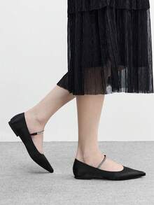 CUCCOO BIZCHIC Women's Pointed Toe Rhinestone Embellished Casual Flat Shoes Valentine's Day