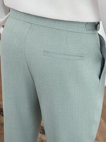 Core Aspect 男士纯色休闲直筒九分裤（无腰带环） 男士高腰裤 男士正装裤 男士褶裥西装裤 薄荷绿男士长裤 春夏新款男士高腰可调节修身直筒西装裤 情人节和父亲节礼物 男士高腰修身直筒裤，修饰腿型 直筒裤 - 綠色 - 查看 7