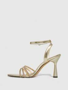 CUCCOO SZL Women's Pointed Toe Rhinestone Buckle Design Fashionable Elegant High Heel Sandals Valentine's Day