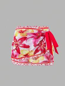 Breezaya Damen 2-teiliger Hibiskus Weiß Blumenmuster Neckholder Rückenfrei Badeanzug mit passendem Rock,Sommer Boho Urlaub Poolparty Hawaiianischer Vintage Strandurlaub - Verschiedenfarbig - Übersicht 6