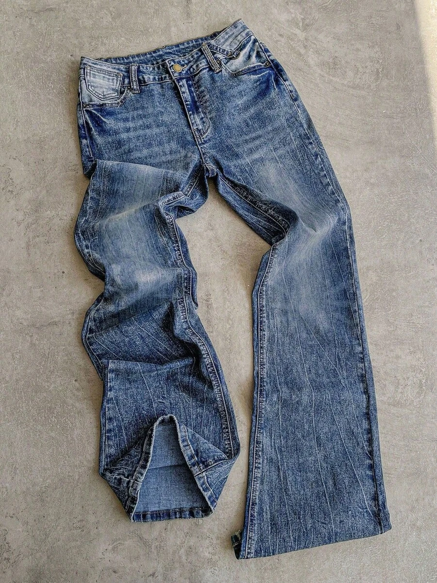 Attitoon Quần Jeans Denim Túi Xiên Thời Trang Thường Ngày Cho Nữ - Rửa nhẹ - Xem 1