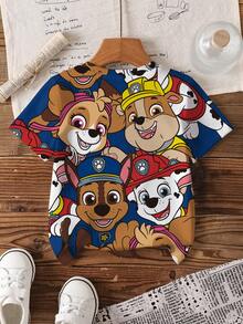 SHEIN | PAW Patrol Young Boy Summer Cartoon Dog Pattern Round Neck Short Sleeve T-Shirt - White - View 2