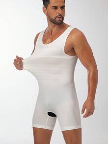 SHEIN Men's Breathable Hollow Crotch Shaping Jumpsuit, Fashionable For Summer