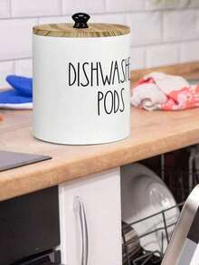 1 Circular Dishwasher Washing Block Storage Box, Dishwasher Washing Block Storage Container, Kitchen Decoration And Accessories, Covered Wooden Laundry Bead Storage Box, Kitchen Laundry Bead Storage Box, Bathroom Accessories, Stationery, Organizing Box, Drawer Organizing Box, Storage Box, Basket - Multicolor - View 3