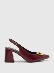 CUCCOO BIZCHIC Women's Classic Simple Burgundy Chunky Heels, Versatile For Commuting, Dating, Party, Holiday, Wedding For Christmas Valentine's Day Spring Shoes - Rose Red - View 2