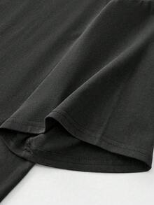 ROMWE MEN Goth T-shirt à manches courtes col rond noir avec imprimé crâne, style décontracté pour homme - Gris - Voir 4