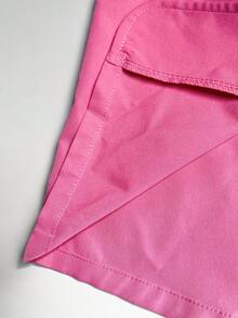 SHEIN 3pcs Young Girls Pink Blazer, Camisole, And Pearl Shorts Set, Casual Elegant Summer Outfit - Hot Pink - View 7