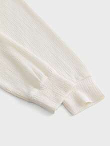 ESTAVOR Men Textured Fabric Bear Embroidered Logo Ribbed Crewneck Long Sleeve T-Shirt Fall Casual Streetwear Slim Fit Top - White - View 4