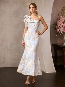 MOTF Soiréza WOMEN'S SPRING JACQUARD ONE SHOULDER DATE PARTY DRESS - Multicolor - View 4