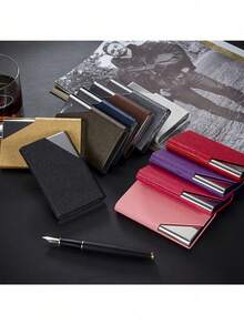 Beveled Stainless Steel Business Card Holder, Fashionable Flip-Top Name Card Credit ID Card Case Back To School