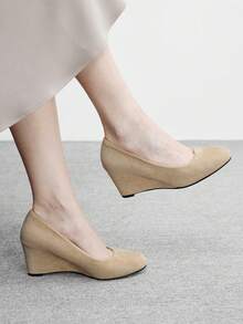 CUCCOO BIZCHIC Women's Black Classic & Minimalist Platform Heels - Light khaki - View 5