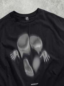 Plus Size Men's Street Style Grey Illusion Sexy Silhouette Print Plus Size Cropped Tank Top