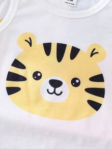 Baby Boys' Cartoon Animal Print Sleeveless Tank Top And Shorts Set, Suitable For Casual Outings, Outdoor Activities, Sports And Play, Parties, And Family Outings - Multicolor - View 6