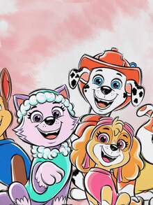 SHEIN | PAW Patrol Áo thun ngắn tay cổ tròn in hình chó dành cho bé gái, thích hợp mặc mùa hè. - trắng - Xem 4