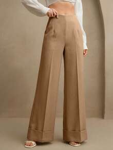 Anewsta 女士优雅阔腿裤，时尚宽松版型，适合圣诞节、感恩节以及春夏商务休闲装扮。 - 卡其色 - 查看 6