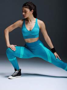 Powerista 1 Stück feuchtigkeitsableitender nahtloser Basis-Sporttop, geeignet für Training, Yoga, Fitness - Grün - Übersicht 4