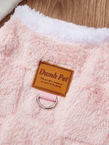 PETSIN 1 pieza de chaleco de peluche de conejo a cuadros rosa con hebilla de tracción, ropa de doble cara de peluche grueso y cálido para mascotas jóvenes en otoño e invierno - Rosa - Ver 9