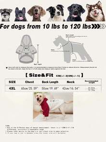 Pet Clothing, Dog Clothing, Large Dog Clothing, Dog Contrasting Clothing, Dog Thick Hoodie, Cat Clothing Suitable For Dogs Weighing 10 Pounds To 100 Pounds - Red - View 5