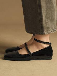 Rosivie 女士搭扣设计休闲时尚平底鞋 - 黑色 - 查看 3