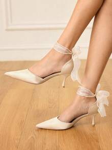CUCCOO HITCHD Giày cao gót dự tiệc thời trang thanh lịch dành cho nữ có trang trí nơ - Màu be - Xem 10