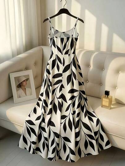 Franclia Vestido camisero elegante con estampado total y detalles de perlas falsas