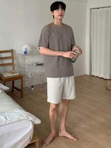 DAZY Men's Striped Short Sleeve T-Shirt And Shorts Pajama Set, Summer - Multicolor - View 4