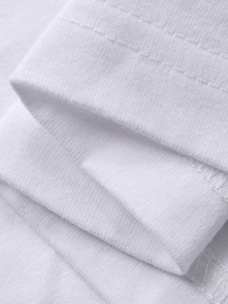 Men's Letter Print White Crew Neck Short Sleeve T-Shirt, Summer