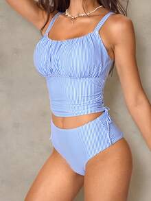 Shapewave Women's Vacation Beach Striped Tankini Set