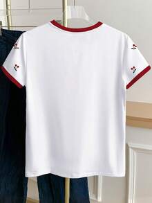 Resyla Cherry Print Contrast Trim Tee - White - View 2
