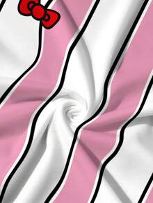 HELLO KITTY AND FRIENDS | SHEIN 女士条纹卡通图案圆领短袖T恤 - 白色 - 查看 7