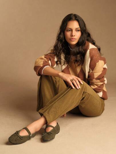 Rosivie Women's Casual Round Toe Flat Shoes With Hollow Out & Bow Decor