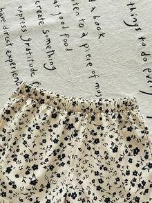 SHEIN LMoss Kids 女婴可爱碎花无袖上衣和松紧腰短裤套装，夏季 - 彩色 - 查看 3