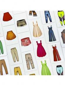 Complete Clothing Identification Game Set With Apparel Illustration Cards And Style Matching Mechanics - Multicolor - View 2