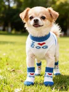 PETSIN 防滑底可爱小狗宠物针织袜可爱宠物时尚宠物狗袜猫狗玩具用品 - 彩色 - 查看 9