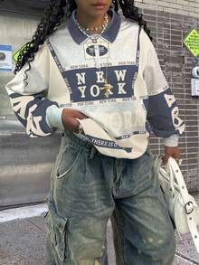 Rovax Women's Fashionable Printed Long Sleeve Sweatshirt - Multicolor - View 1