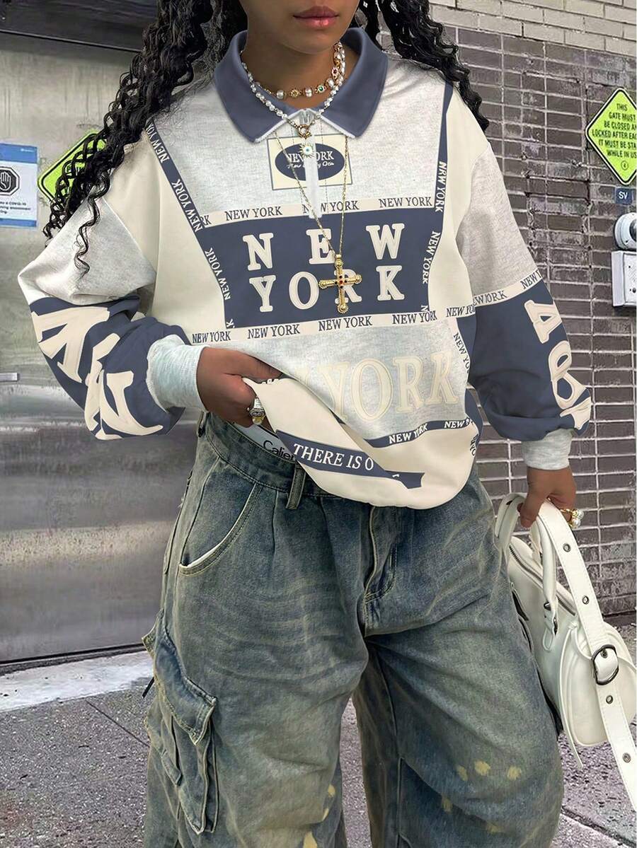 Rovax Women's Fashionable Printed Long Sleeve Sweatshirt - Multicolor - View 1